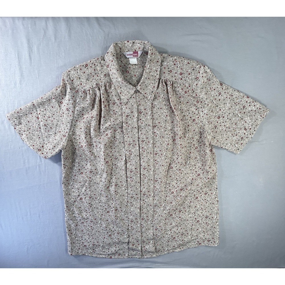 Vintage Sheridan Square Floral Blouse  Button Front Women's XL See Description